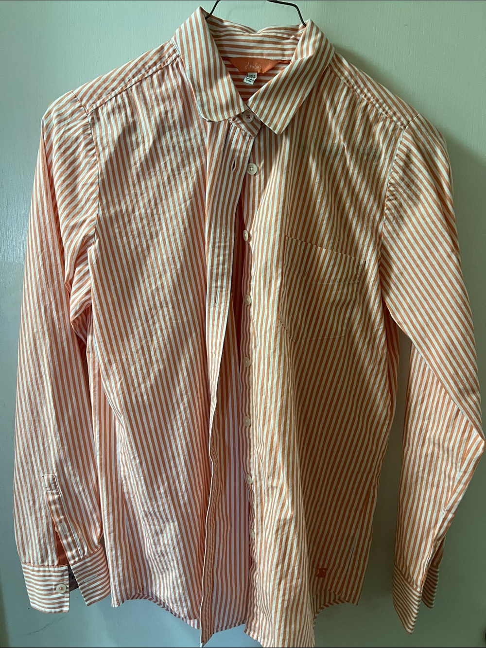 Joules Pink and White Striped Button-Down Shirt